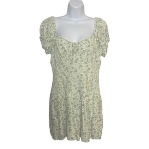 Hollister Womens Large Sofia Drop Waist Skort Dress‎ White Floral Flutter Sleeve